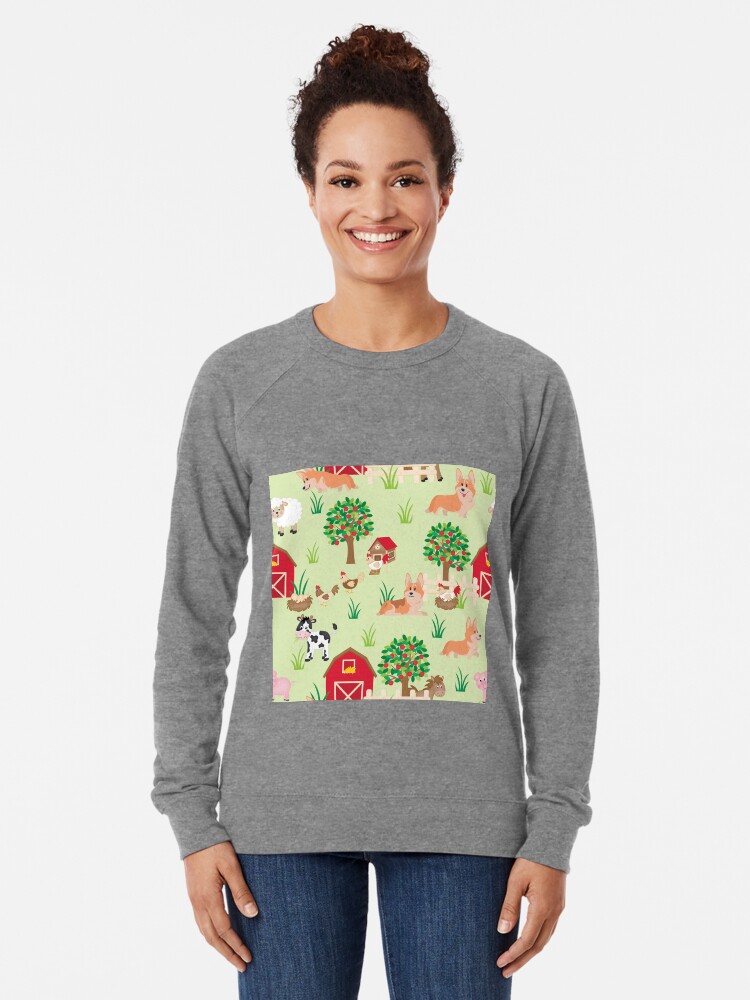 Alternate view of corgis on the farm Lightweight Sweatshirt