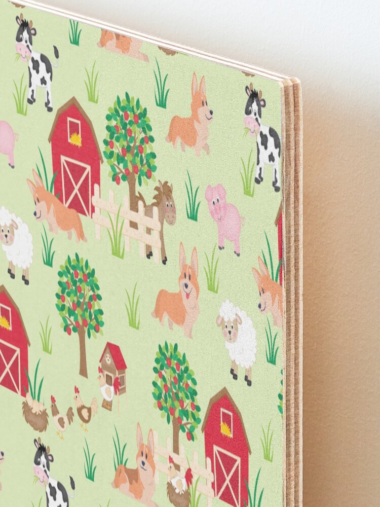 Alternate view of corgis on the farm Mounted Print