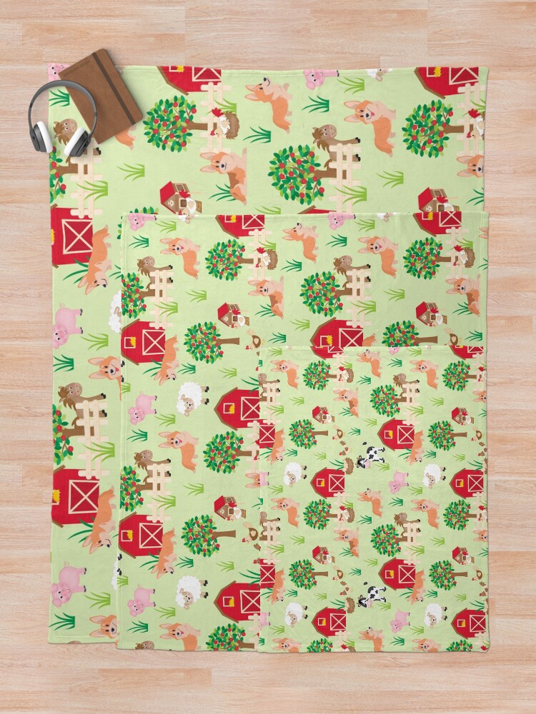 Alternate view of corgis on the farm Throw Blanket