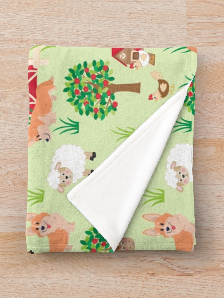 Alternate view of corgis on the farm Throw Blanket
