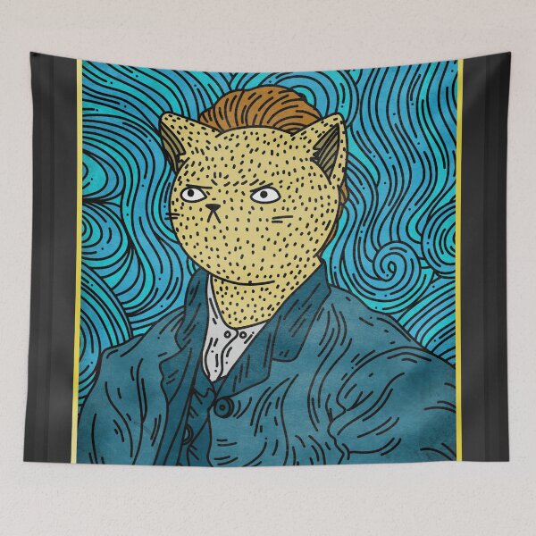 Item preview, Original Vanmeow -  Van Gogh Self Portrait - Illustration pun designed and sold by KauzSL.