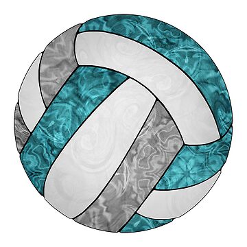 Artwork thumbnail, Girly teal gray and white volleyballs pattern by katzdzynes
