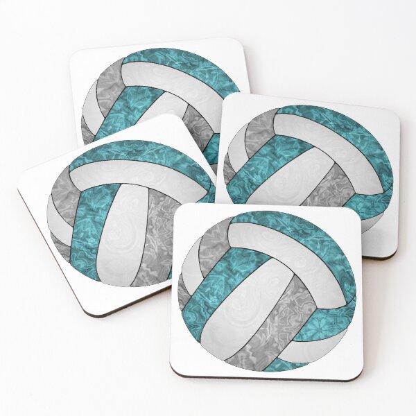 Item preview, Girly teal gray and white volleyballs pattern designed and sold by katzdzynes.