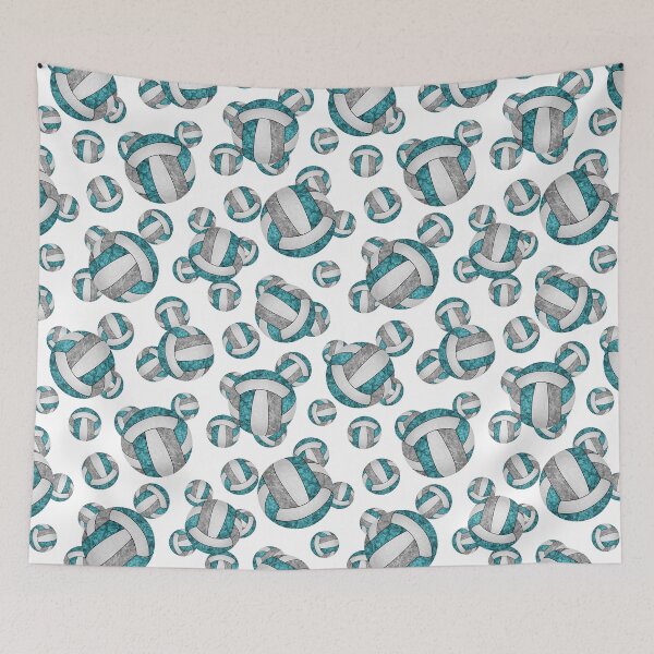 Item preview, Girly teal gray and white volleyballs pattern designed and sold by katzdzynes.