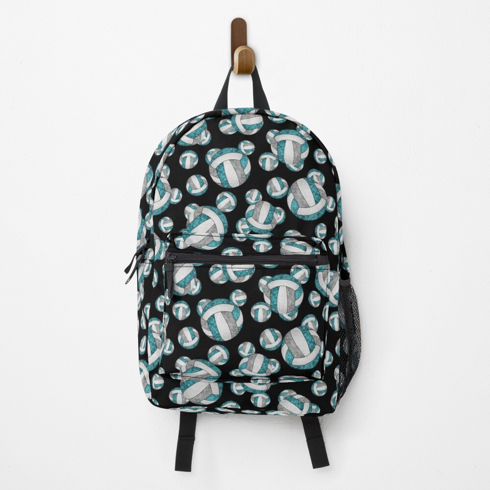 teal gray volleyballs pattern backpack