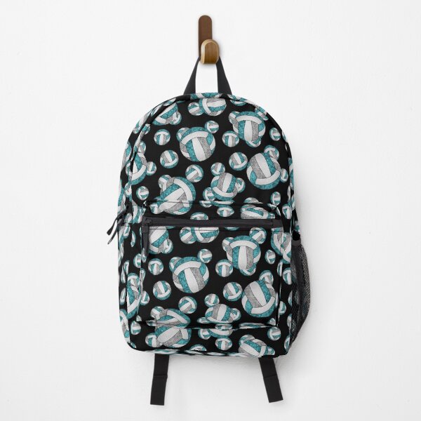 Girly teal gray and white volleyballs pattern Backpack