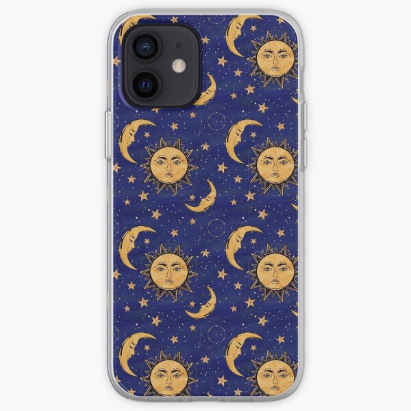 Vintage moon and sun stars celestial iPhone Soft Case