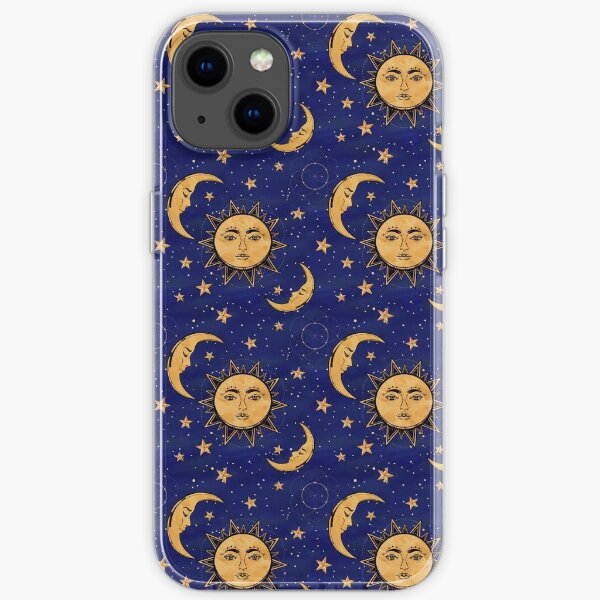 Vintage moon and sun stars celestial iPhone Soft Case