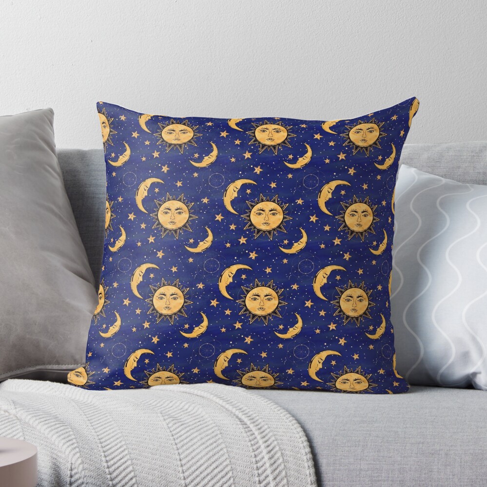 CRESCENT CUSHION Gothic pillowcase with moon and stars