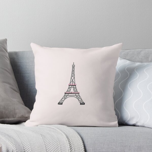 flowery Eiffel tower Throw Pillow