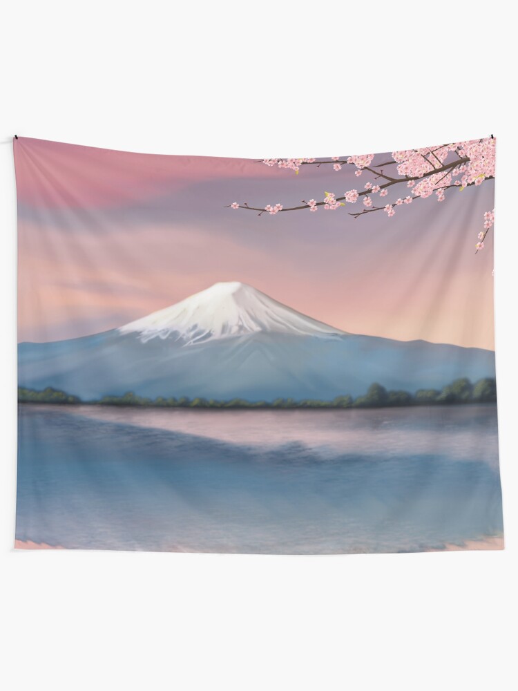 Vista alternativa de Tela decorativa monte fuji con flores de cerezo