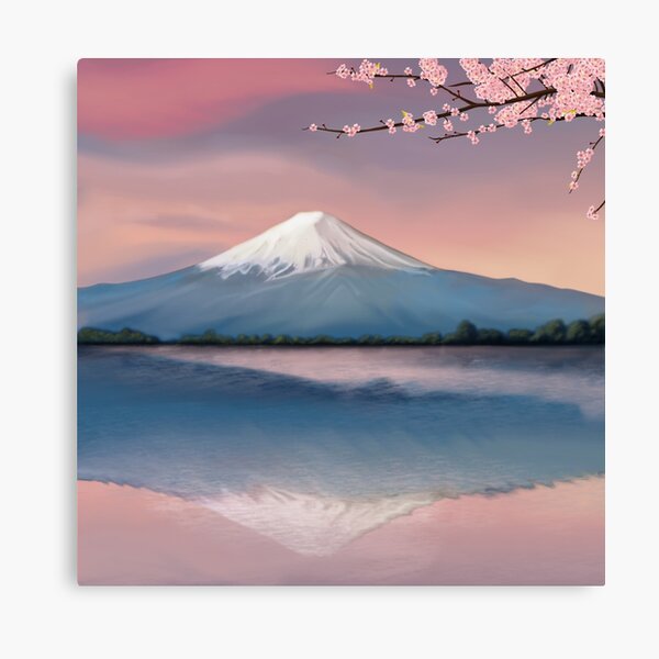 mt fuji with cherry blossoms Canvas Print
