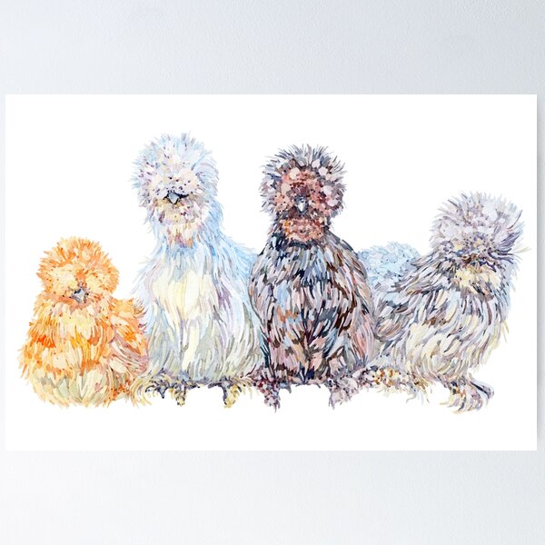 Vista previa del artículo con la obra «Grupo de pollo Silkie», diseñado y vendido por becca-boyce.