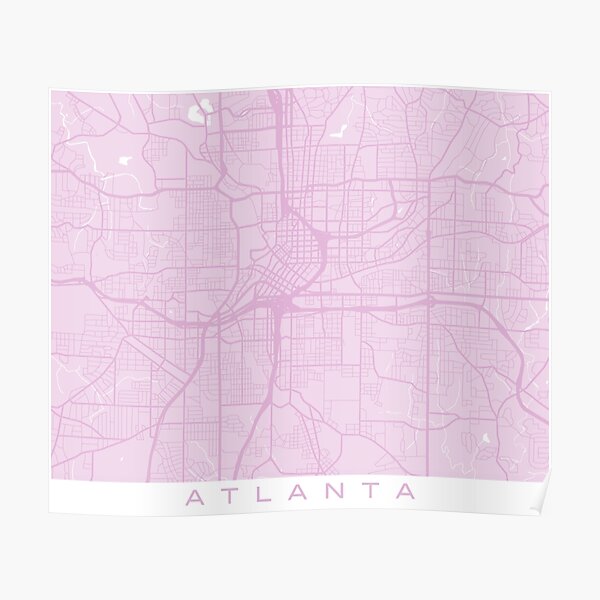 "Pink Atlanta Map Preppy Clean" Poster by MarzStudio Redbubble