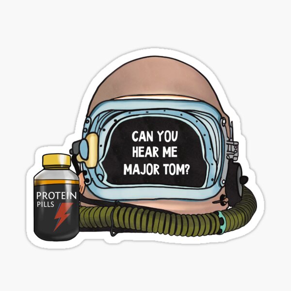 Can you hear me me Major Tom? Bowie fan artwork protein pill and helmet Sticker