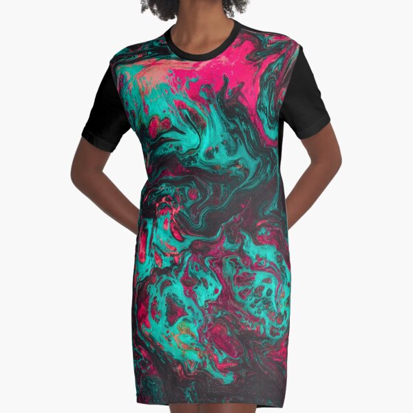 Liquid Flow Graphic T-Shirt Dress