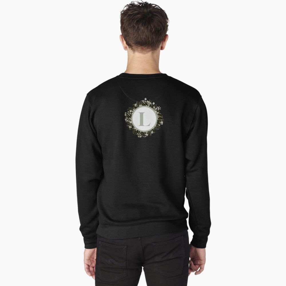 Floral alphabet in sage color - letter L Pullover Sweatshirt