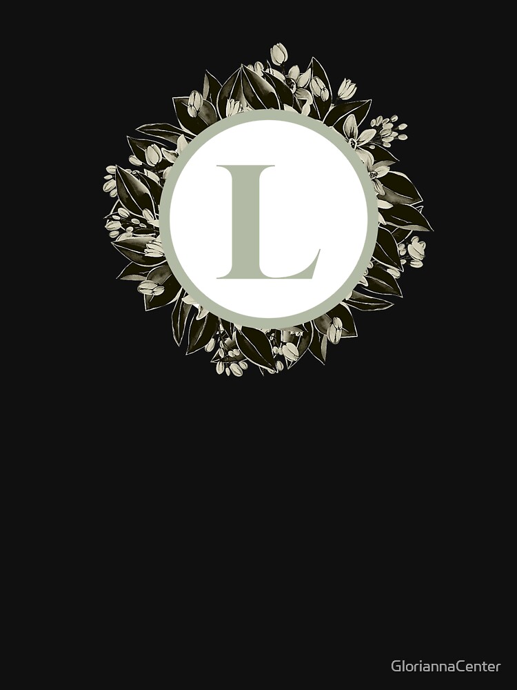 Floral alphabet in sage color - letter L by GloriannaCenter