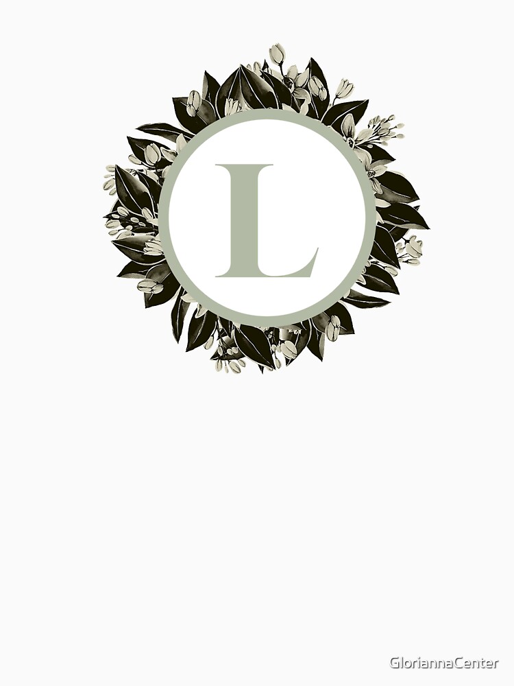 Floral alphabet in sage color - letter L by GloriannaCenter
