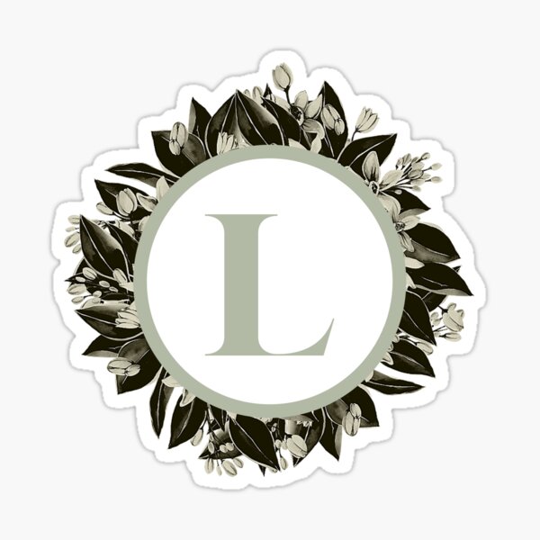 Floral alphabet in sage color - letter L Sticker