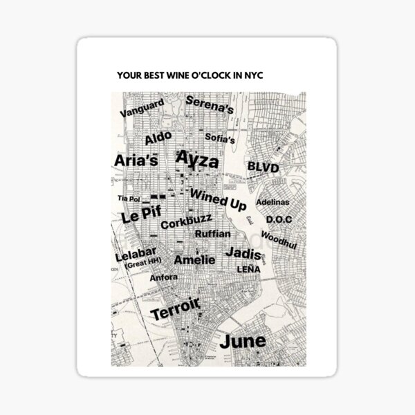 wine places at design maps NYC Sticker