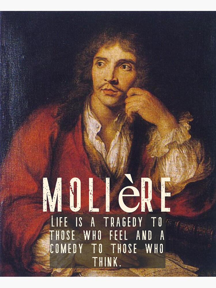 Thumbnail 3 of 3, Sticker, Molière Tragicomedy Quote designed and sold by MoriVond.
