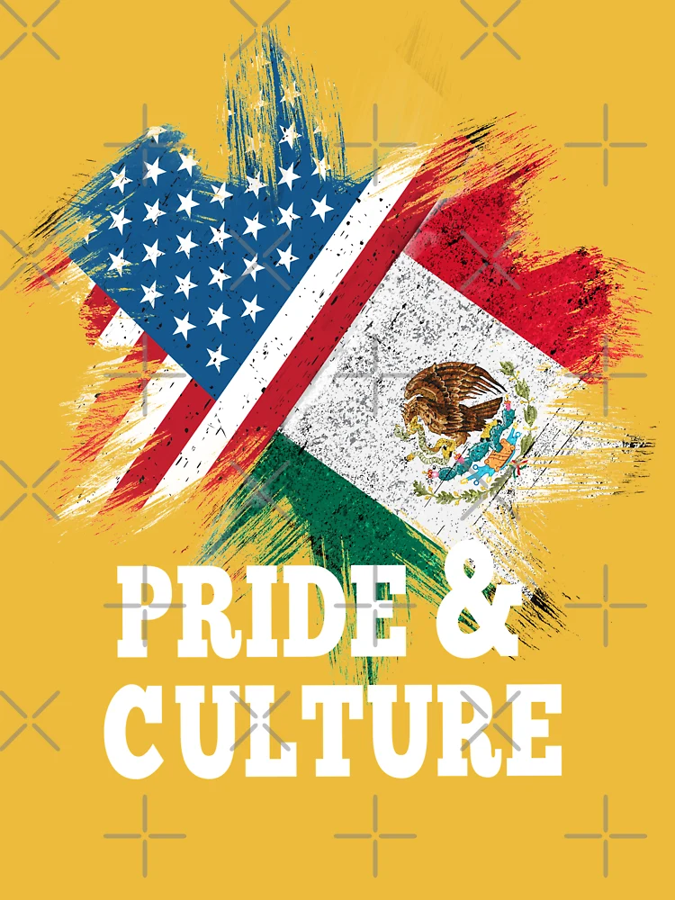 Mexican American flag. My pride is America and my culture is Mexican (White  Lettering) Essential T-Shirt for Sale by RemmysDesigns