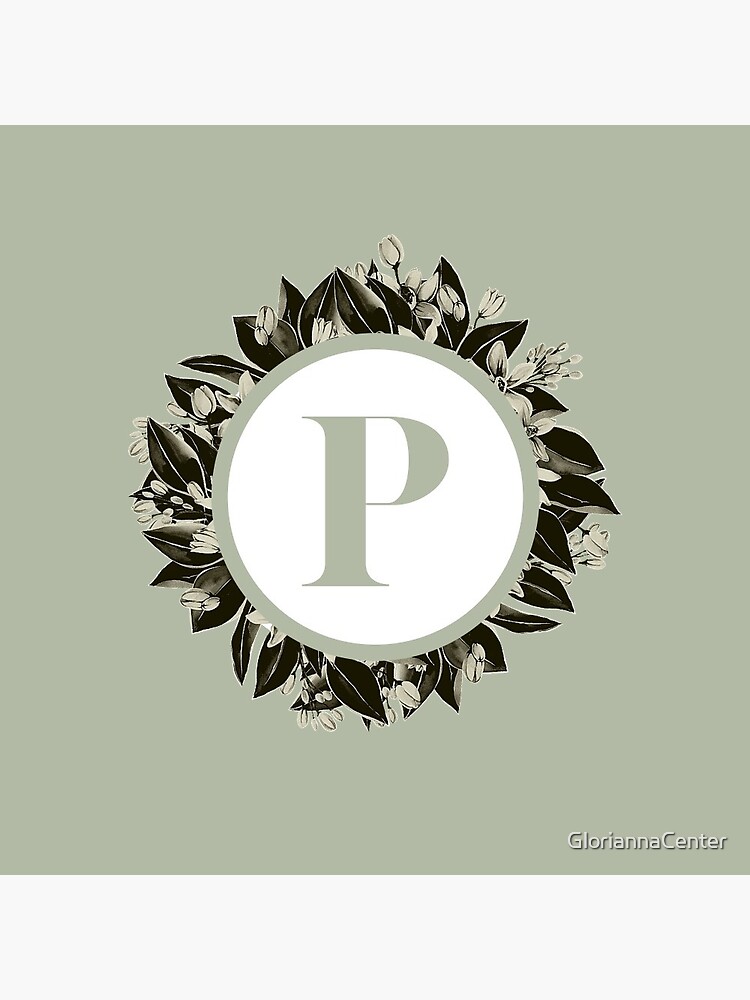 Floral alphabet in sage color - letter P by GloriannaCenter