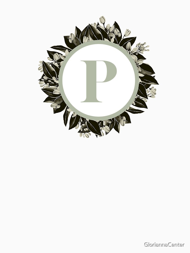 Floral alphabet in sage color - letter P by GloriannaCenter