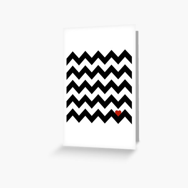 Heart & Chevron - Black/Classic Red Greeting Card