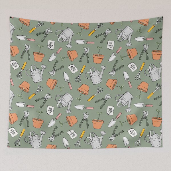 Item preview, Gardening Time - gardening tools on sage designed and sold by littlearrow.