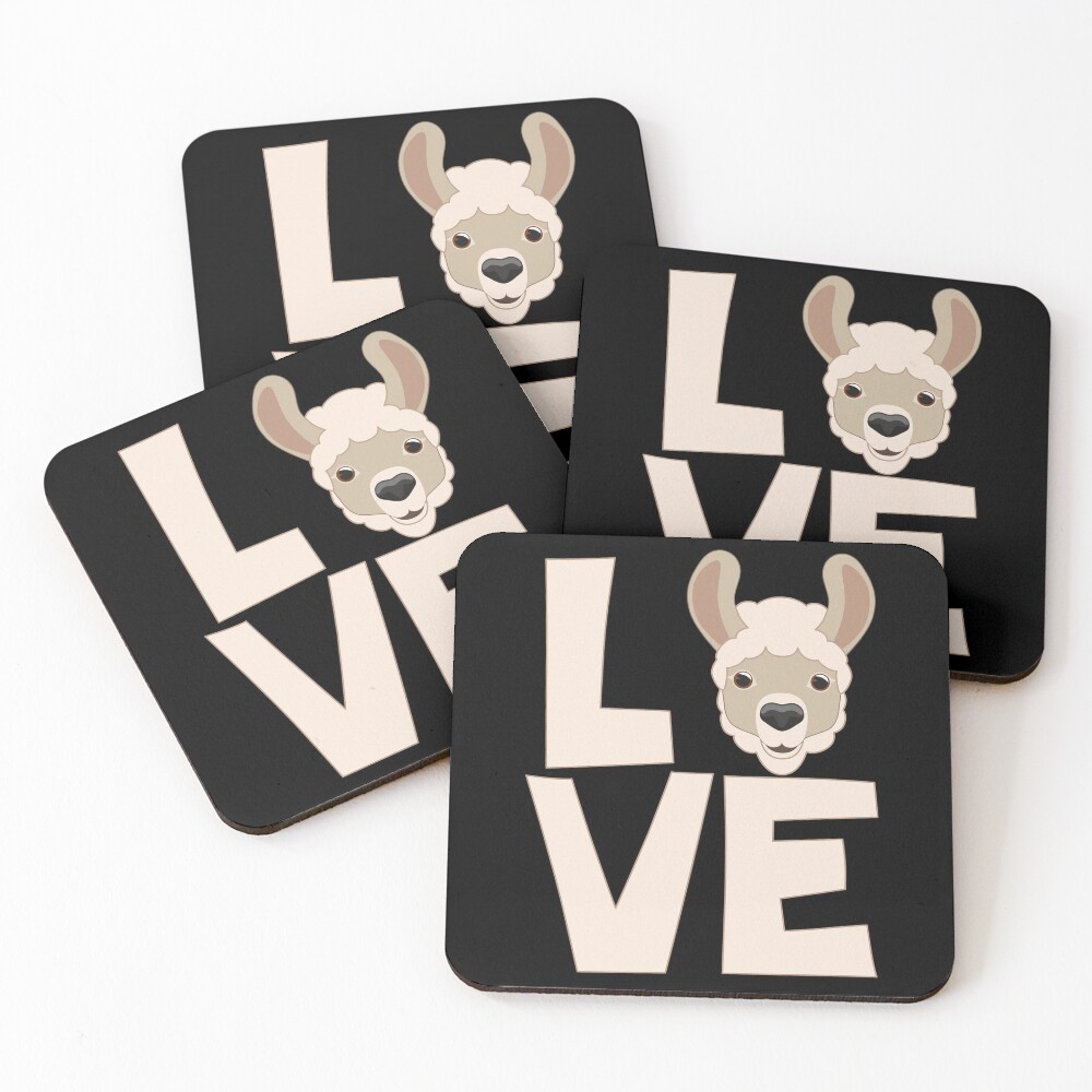 Llama Love emoji Coasters (Set of 4)