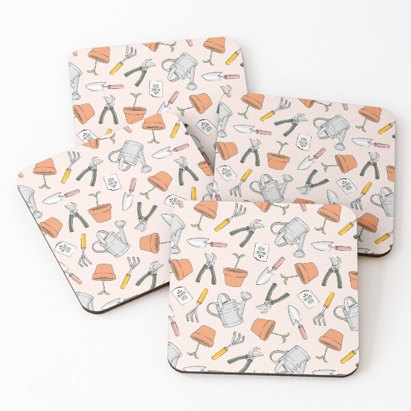 Item preview, Gardening Time - gardening tools on pink designed and sold by littlearrow.