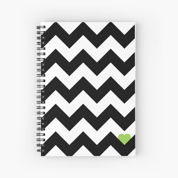Heart & Chevron - Black/Classic Green Spiral Notebook