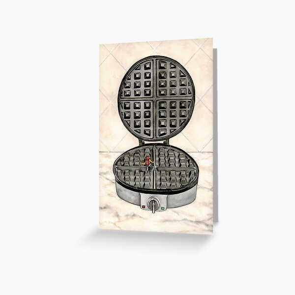 Item preview, Waffle Iron Backpacking, Surrealist Kitchen Watercolor Painting  designed and sold by Hannah Rothstein.