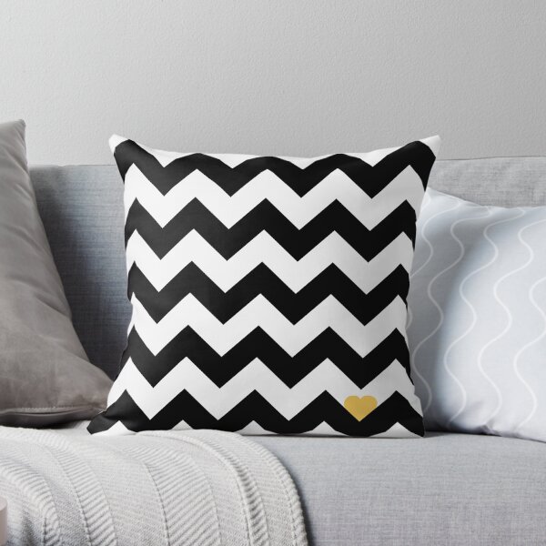 Heart & Chevron - Black/Yellow Coussin