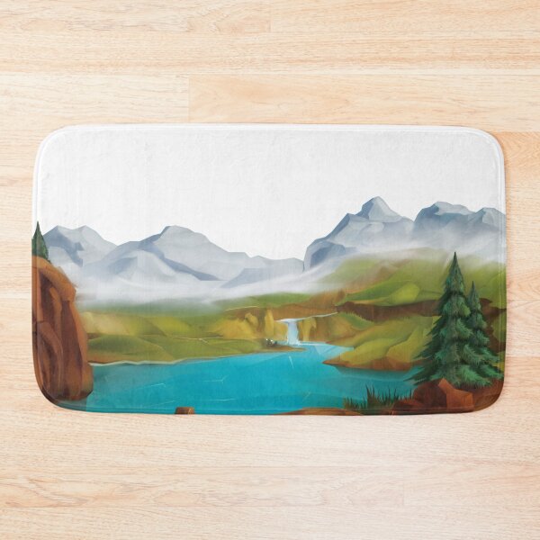 Item preview, mountain peak near body of water, Natural landscape Nature Illustration, Snow Mountain scenery designed and sold by Halalolo.