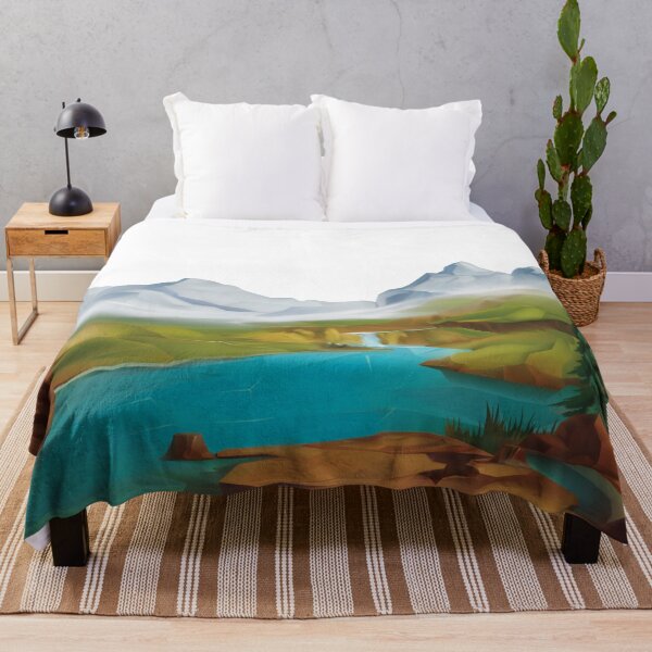 Item preview, mountain peak near body of water, Natural landscape Nature Illustration, Snow Mountain scenery designed and sold by Halalolo.