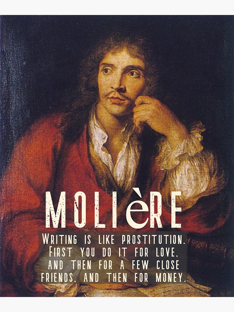 Thumbnail 3 of 3, Sticker, Molière Writing Quote designed and sold by MoriVond.