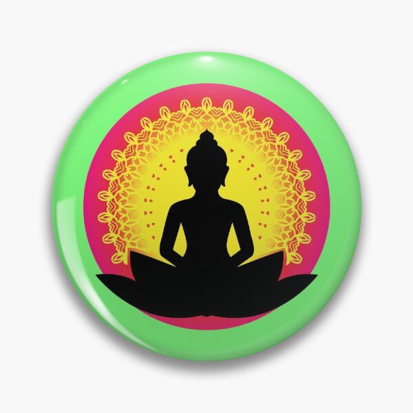 Item preview, Peaceful Meditating Buddha Silhouette - The Enlightened Soul Mandala Print Design GC-092-14 designed and sold by GraphicCharms.
