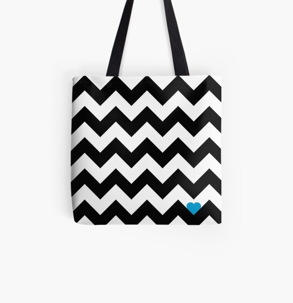 Heart & Chevron - Black/Classic Blue Tote bag doublé