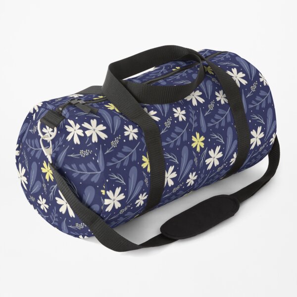 Navy Floral Pattern Duffle Bag