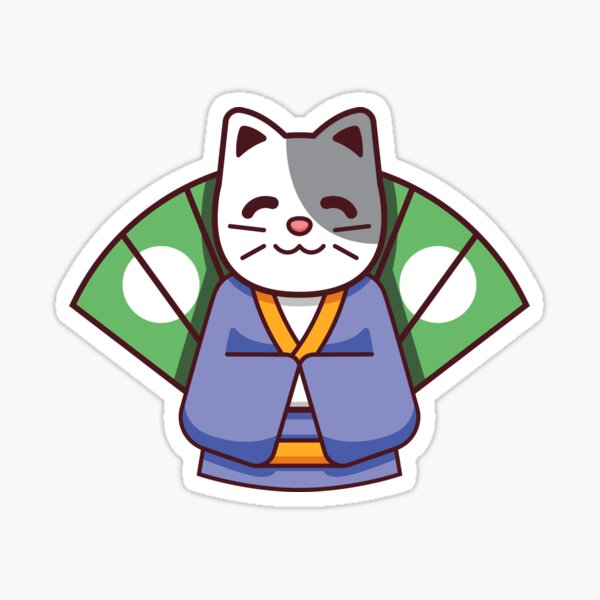 Cute Cat Wearing A Yukata Sticker