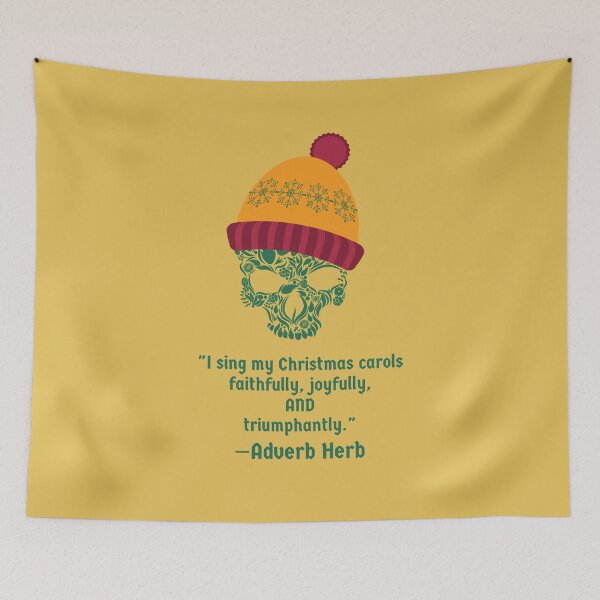 Item preview, Adverb Herb Christmas carols skull dark green gold designed and sold by GrammarDance.