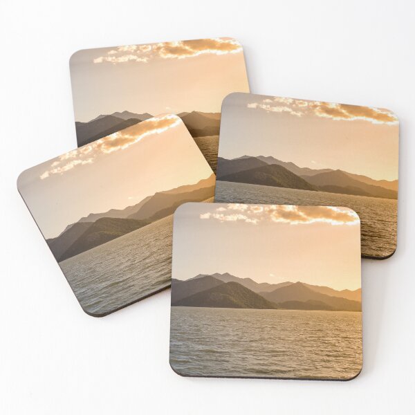 Item preview, golden mountains sunlit sky and sea designed and sold by alinalenz.
