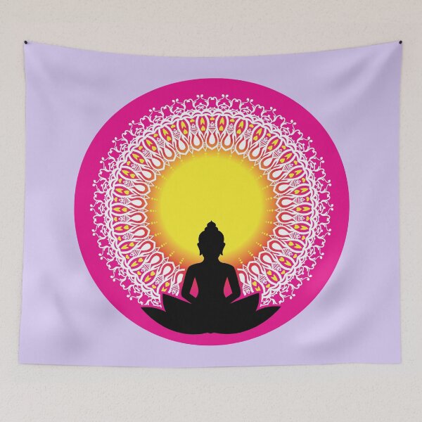 Item preview, Peaceful Meditating Buddha Silhouette - The Enlightened Soul Mandala Print Design GC-092-15 designed and sold by GraphicCharms.