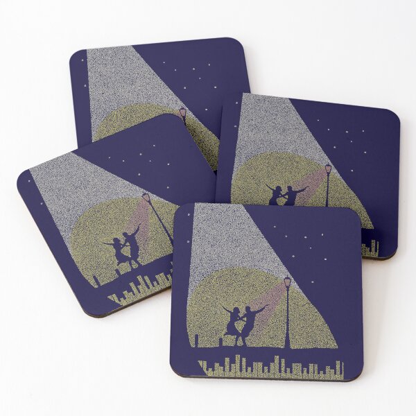 Item preview, Cartel de Mia y Sebastian bailando a lovely night de la película LaLaLand formada por pequeñas formas curvas designed and sold by AmoebaLine.