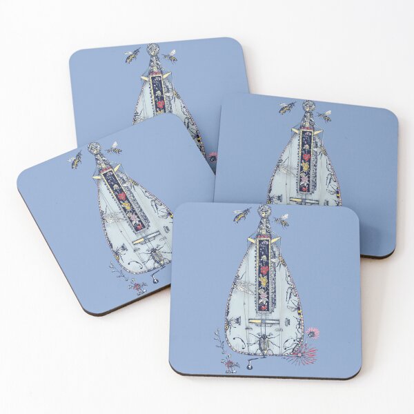 Item preview, Cyanotype style Hurdy Gurdy with Insects designed and sold by inkle.