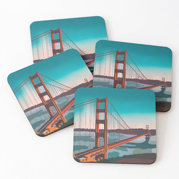 Item preview, sunset at the golden gate bridge, san francisco, digital illustration  designed and sold by robinverheul.