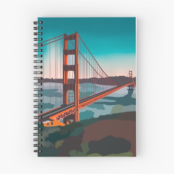 Artikelvorschau, Sonnenuntergang an der Golden Gate Bridge, San Francisco, digitale Illustration entworfen und verkauft von robinverheul.